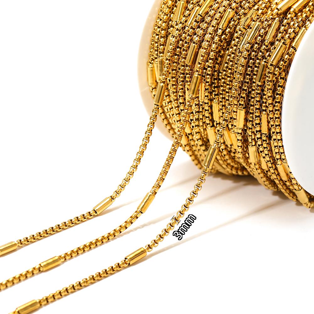 1 Meter Stainless Steel Gold Box Tube Cable Chains for DIY Necklaces Jewelry Earrings Making Bracelet Findings Supplies Bulk