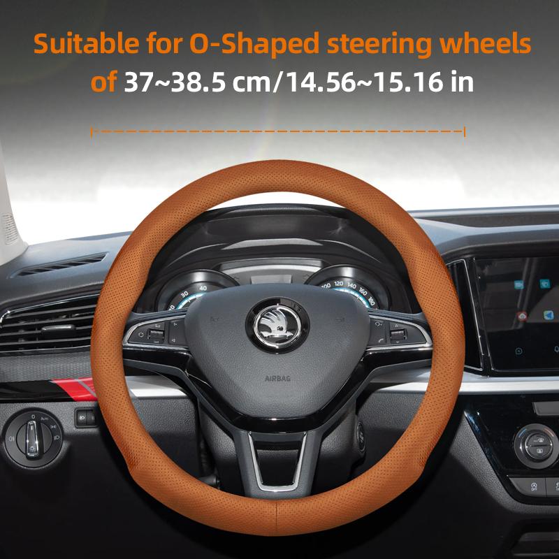 KTDJ9 Suitable for Skoda Ultra-Thin Breathable Leather Steering Wheel Cover Suitable for Octavia 2 3 A7 1 Superb Roomster A5