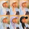 Curved Brim Baseball Cap Headscarf Solid Color Sun Hat Headwrap Pre-tied Headscarf Hat  Daily Wear
