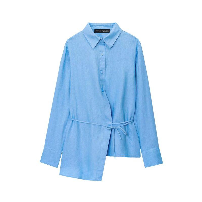 Kaslead New Women Clothes Western Style Fashion Simple Long Sleeve Asymmetric Hem Shirts 126984800