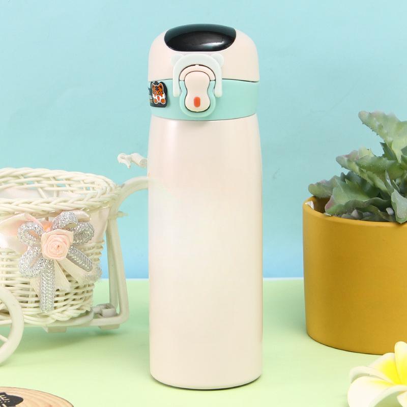 1/316 Stainless Steel Cartoon Pea Cup Portable Intelligent Thermos with Temperature Display Lovely Vacuum Bouncing Design 450ml