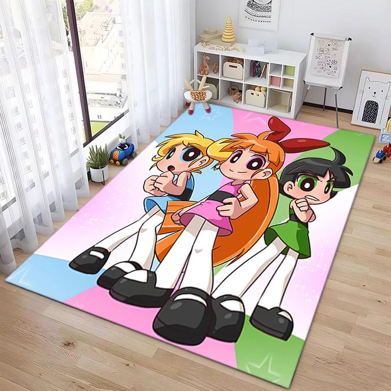 1Pc The Powerpuff Girls Printed rectangle carpet, home door mat, outdoor travel protection carpet A1
