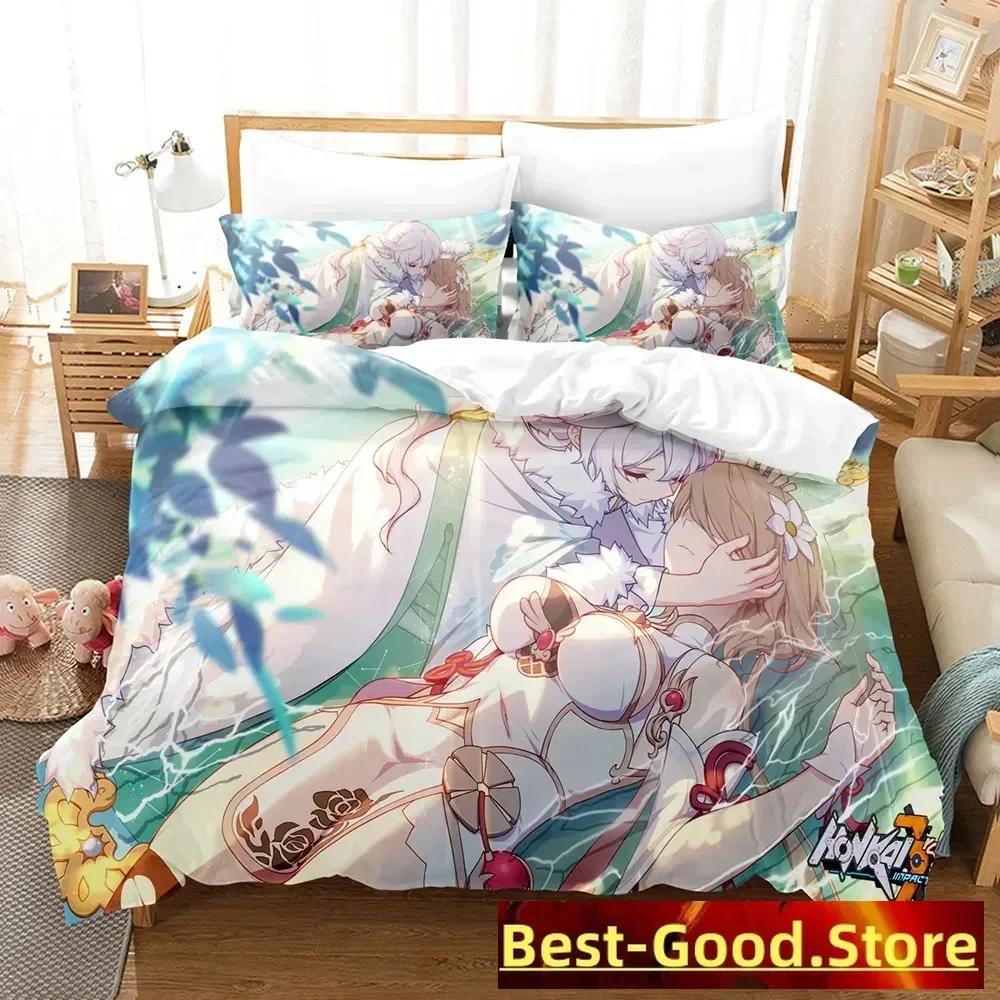 Honkai Impact 3 Bedding Set Printed Bed Set With Pillowcase Bed Duvet Cover Soft Single Double Queen Super King Size Bedroom