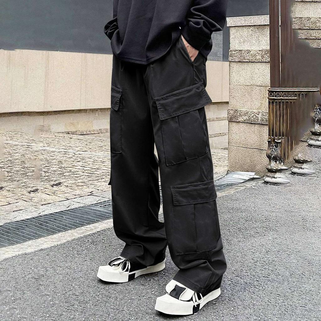 Pantalon de travail uni à poches multiples pour homme Pantalon de travail mode décontractée pour homme