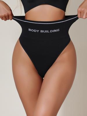 Nahtloser High-Waist-Tanga für Damen, Bauchkontrolle, Tangas, Shapewear, Schlankheitsunterwäsche, Bodybuilding, schwarzes Höschen
