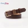 Women Leather Belt with Gold Buckle Ladies Faux Leather Belt for Jeans Pants