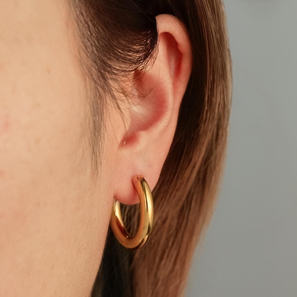 18K Gold-Plated Stainless Steel Hoop Earrings - European & American Style