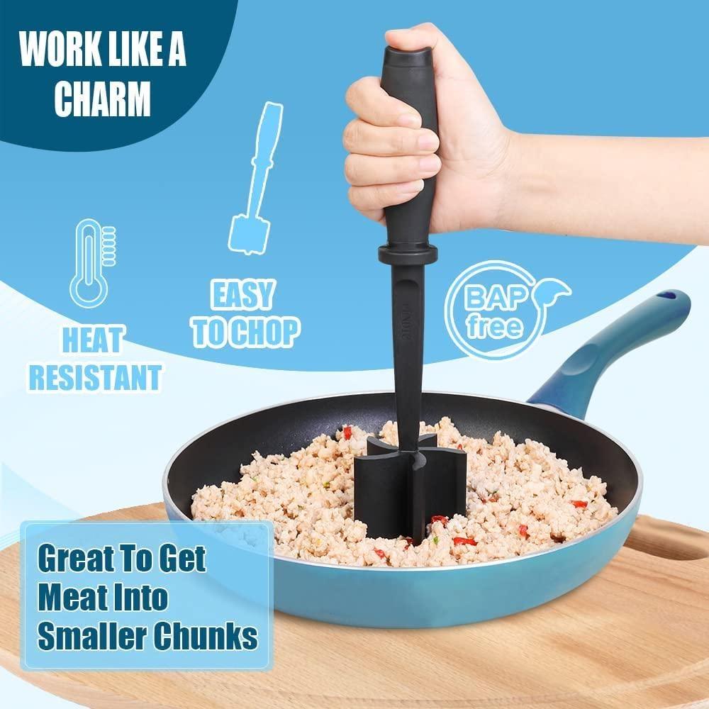 Meat Chopper and Masher Set Heat Resistant Hamburger Chopper for Ground Beef and Turkey Non Stick Kitchen Tool