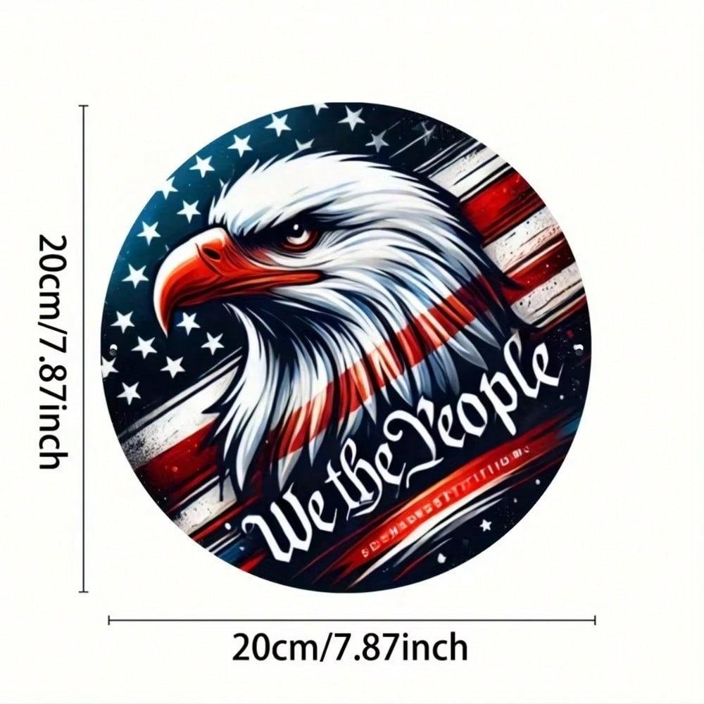 Patriotic American Flag Metal Wall Art Aluminum Engraving Home Decor Sign