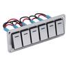 Rocker Switch Panel 6 Gang Waterproof 5 Pin On Off Car Switches 12V‑24V Blue LED
