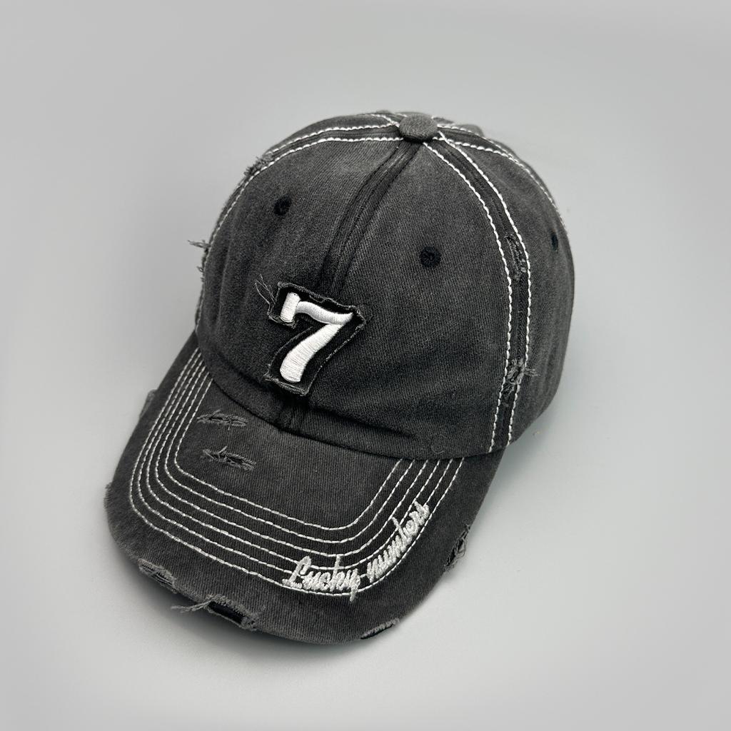 Cappellino da Baseball Ricamato 7 Lettere Ripped Wind Cool Tide di Nicchia per Uomo e Donna Parasole Cappellino da Strada