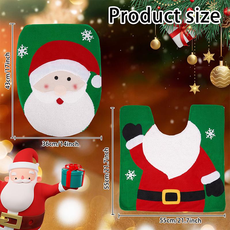 2PCS/SET Decoration Festive Atmosphere Cloth Durable Toilet Multi-element Toilet Cover Gift Christmas Cozy Bathroom
