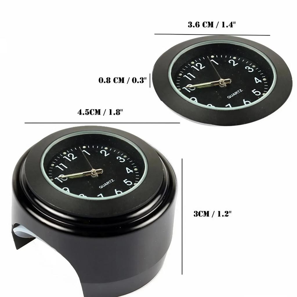 Motorcycle Waterproof Quartz Clock 7/8 Inch Chrome Handlebar Mount Luminous Watch Aluminum Bike Speedometer