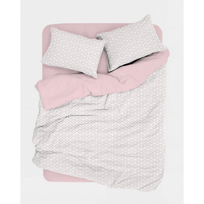 Parure de lit - 1 housse de couette 140 x 200 cm + 1 taie d'oreiller 60 x 60 cm - 100% coton renforcé - Rose