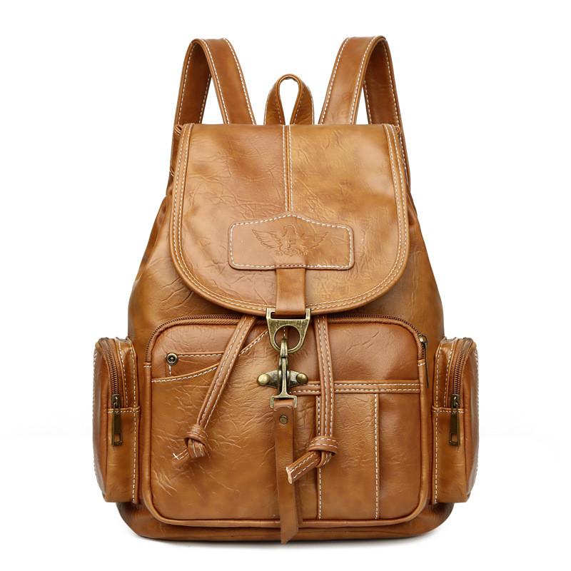 Vintage Girls Backpack Pu Large Capacity Fashion Travel Bag For School And Commuting