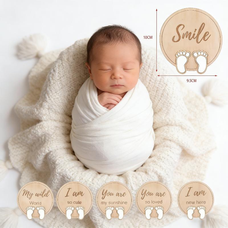 Personalized Wooden Baby Monthly Milestone Cards 10Pcs Set Newborn Photo Props Boys Girls Growth Tracker Nursery Gift Keepsake