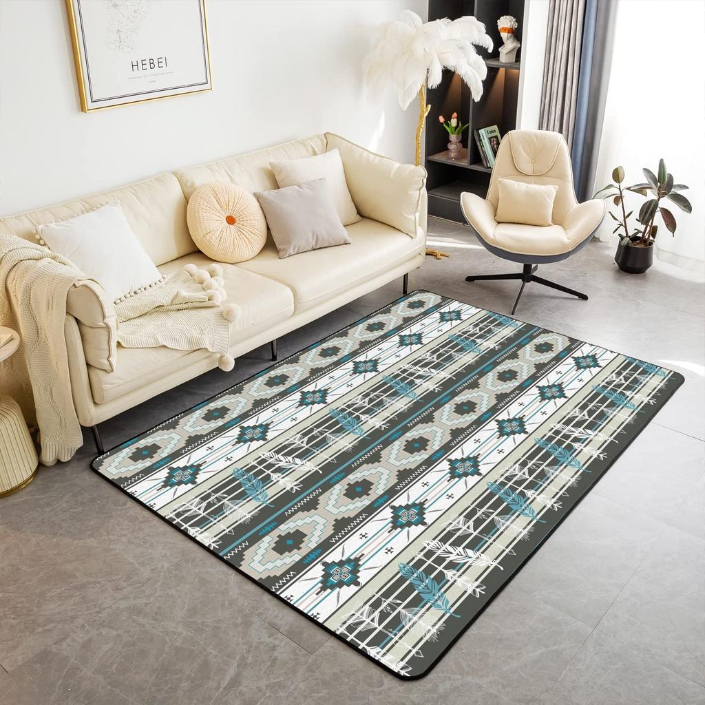 Western Aztec Living Room Rug Exotic Nordic Style Bohemian Floor Mat Ethnic Tribal Arrow Doormat Country Retro Geometric Carpet