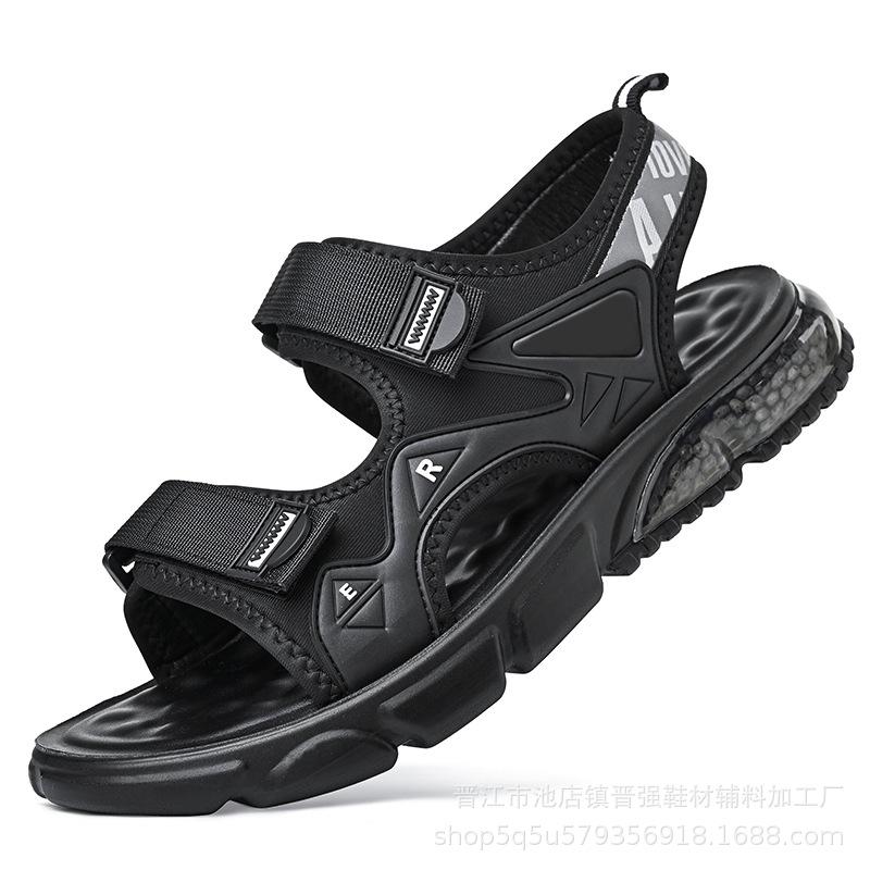 

Популярная мужская летняя пляжная обувь, уличные сандалии с открытым носком, модные, нескользящие, дышащие, мягкие, прохладные, модные, универсальные шлепанцы 43 чёрный