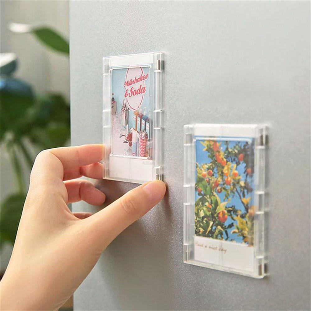 For 3-InchPhoto Frame Magnet Design Polaroid Photo Frame Mini Acrylic Magnetic Picture Frames Transparent Acrylic Card Display Stand