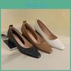 Women Heels Pointed Low For Closed Toe Chunky Block Heel Pumps Comfortable Nonslip Office Work Pump Shoes Womens Casual Pu Leather Dressy Shoes
