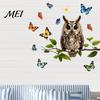 Removable PVC Home Decoration Owl Butterfly Wall Sticker, Forest Animal Illustration Decorative Decals, Seasonal Interior Ornament Waterproof
