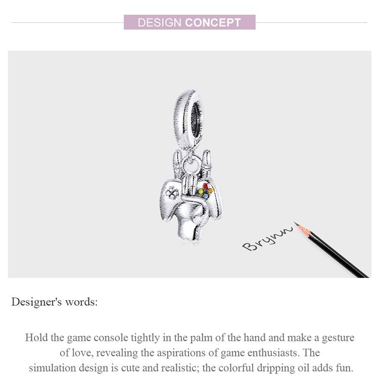 WOSTU Gesto de amor y consola de juegos cuenta colgante de plata de ley 925 para mujer joyería fina