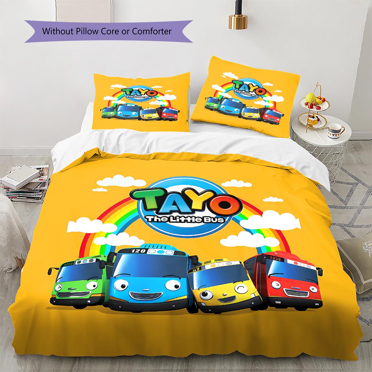 

Kkoma-beoseu Tayo Pattern Bedding,Quilt Set Quilt Cover Pillowcase Home Birthday Gift (1 * duvet cover + 2 * pillowcase, without core) 220x240cm