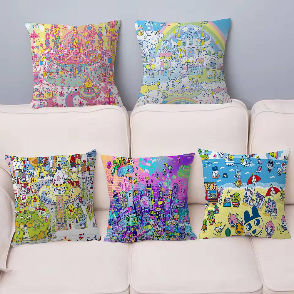 Game Cute Cartoon T-Tamagotchi Pillow Anime Pillow Sofa Bed Head Pillow Cover Cushion Cover 45x45 Cm Fashion
