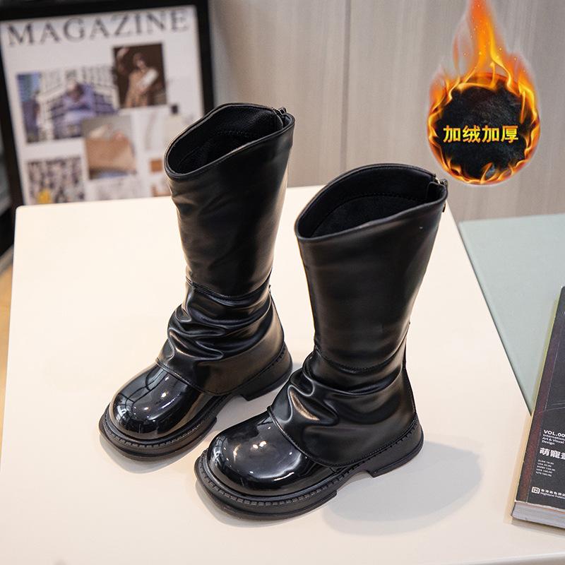 

Новые модные осенне-зимние бархатные высокие сапоги для девочек, туфли принцессы на мягкой подошве, длинные сапоги, детские сапоги 36 (inner length 21.9cm)