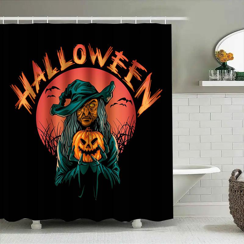 

1Pchalloween Witch Silhouette Dark Scary Bathroom Curtain For Home Decor W60H190(CM)-1 Pcs