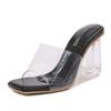 Transparent Thick Heel High Heel Cool Slippers Large Size High Heels Summer New Fish Mouth Drag Huidong Women's Shoes