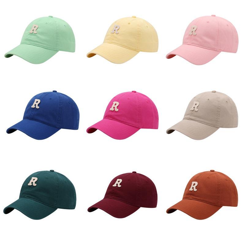 Versatile face small R letter baseball cap curved brim sunshade autumn and winter new trendy widened sunscreen cap