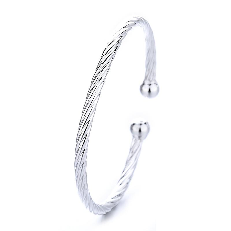 S999 Pure Silver One Meter Sunshine Women's Silver Twisted Pattern Bracelet Personalized Foot Silver Bracelet Simple and Versatile Gifts for Girls