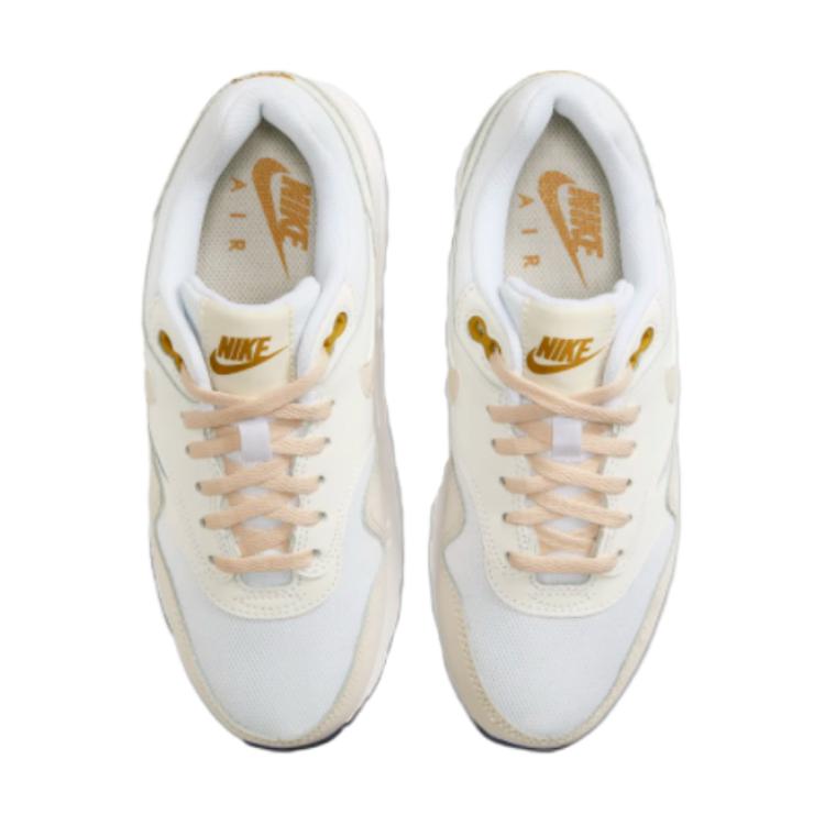 Nike Air Max 1 GS White Bronzine Kids Sneakers Barely-Volt Light-Orewood-Brown DZ3307-103