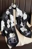 Scarf 90x90 Black and White with a Floral Motif - Elegance and Contrast