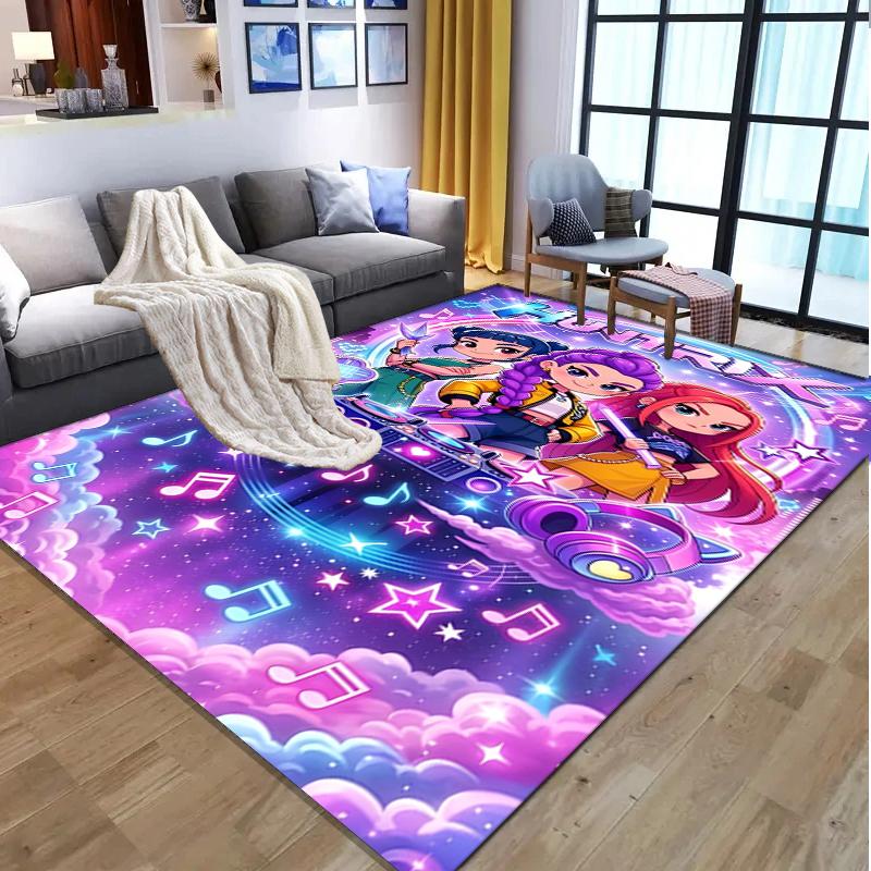 KPop Demon Hunters Pattern Rug, Indoor/Outdoor Mat, for Picnic, Gameroom, Bedroom, Office, Living Room, Home Decor Carpet, Birthday Gift