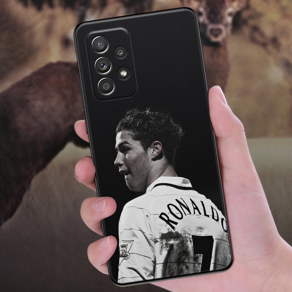 C-R-7 Dark Football Phone Case For Samsung Galaxy A57 A56 A37 A55 A36 5G A26 A54 A52 A35 A34 A25 A17 A16 A15 A07 A06 Soft Cover