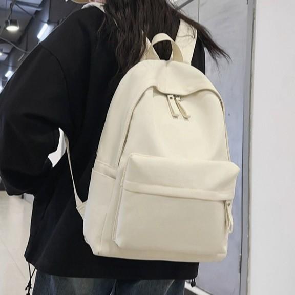 Schoolbag wholesale solid color student schoolbag large capacity college style backpack college men and women travel backpack leisure backpack