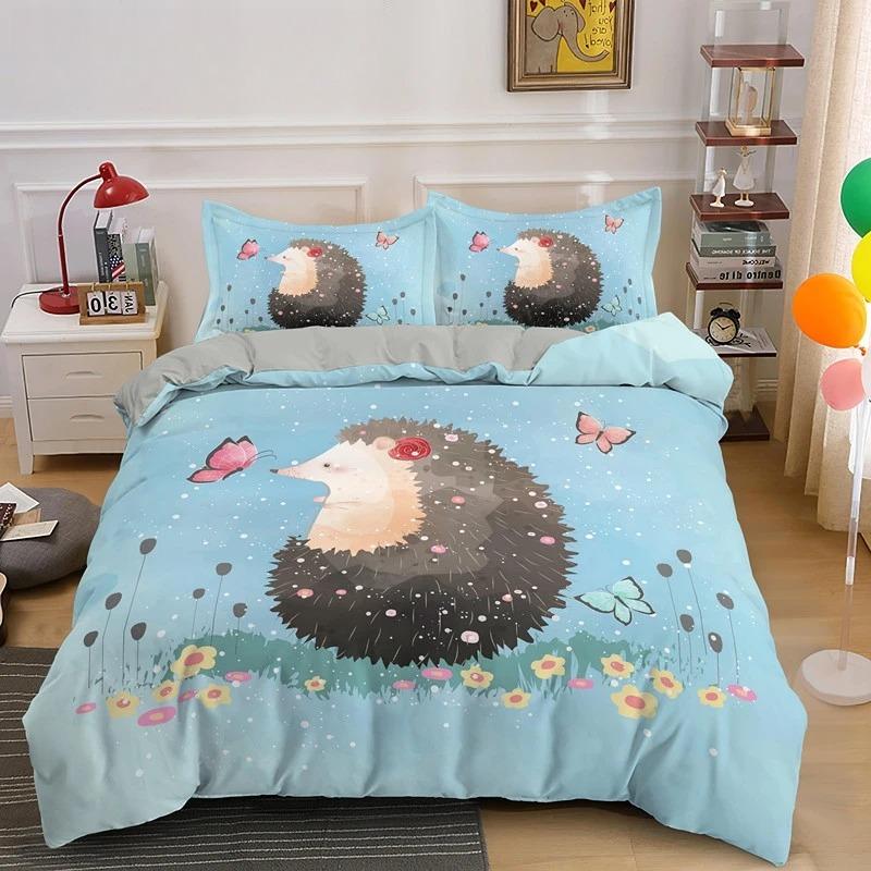 Povlečení s motivem ježka, královská 3D sada s krásnými zvířaty pro děti, teenagery a dospělé, povlečení s divokou zvěří, povlak na polštář, dárky pro děti