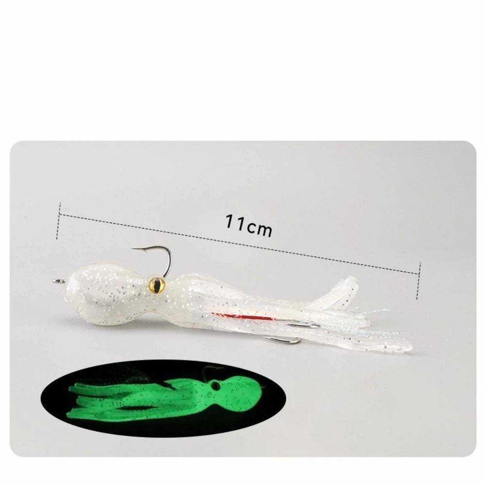 2pcs Built-in Counterweight Fishing Lure 11cm Length 22g Weight Artificial Bait Long Tail Silicone Material Squid Skirts