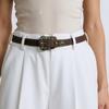 Western Engraved Leather Belt Adjustable Waistband Durable PU Material For Men Women
