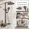 TLXT Gun Grey Digital Shower System with Piano Keys & Storage Shelf