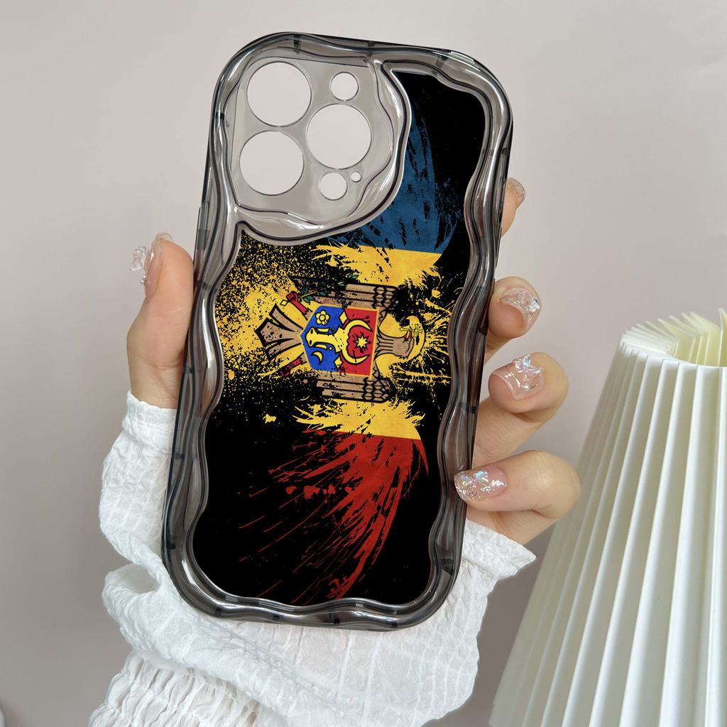 Ae94 Republic of Moldova Flag Protective Phone Cases for Apple iPhone 16 15 14 13 Pro Max 11 12 mini XR 7 8 6s Plus XS Max SE Wave TPU Back Cover