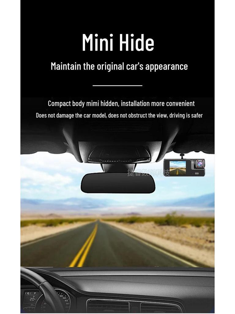 2-Zoll HD Dashcam mit Dreifach-Objektiv, WLAN und Mobiler Konnektivität – A22 Auto-Monitor