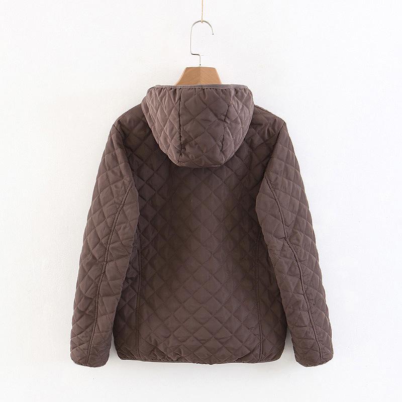 Women's Plus Size Plaid Lambskin Hooded Winter Jacket - Slim Fit, Thickened and Warm (2023)