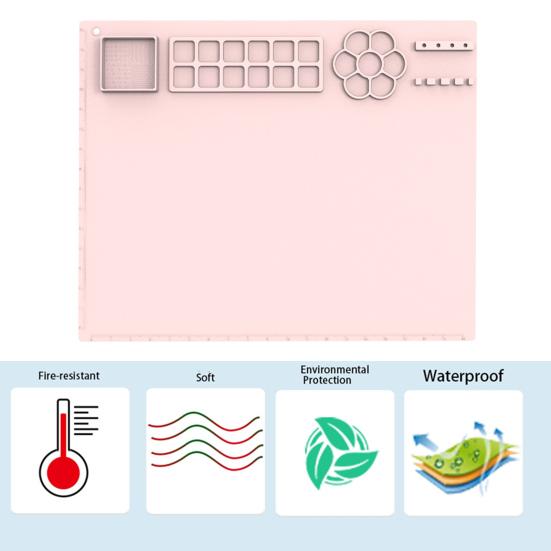 Silicone Craft Mat with Cup Non-Stick Surface Versatile Usage Easy-maintenance Foldable Design Painting Mat for Kids