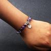 Original Amethyst Heart Charm Bracelets Women 316L Stainless Steel Pendant Bracelets Nature Stone Beaded Couple Jewelry Pulsera
