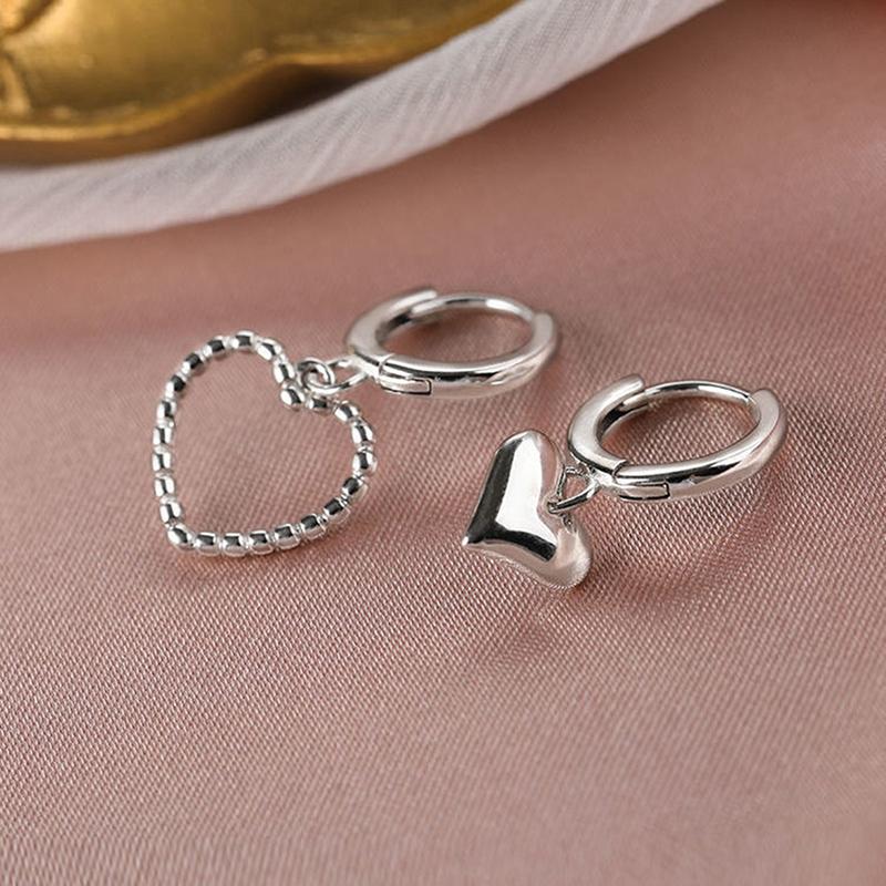 Sweet Heart  Silver Hoop Earrings Charms Stud Earrings Clips Ear Studs Clip Earring Jewelry For Women Girl Earring Gift