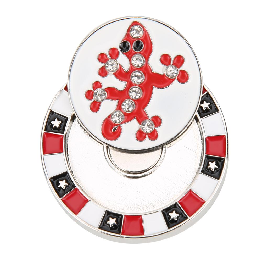 Zinc Alloy Double Layer Golf Ball Marker Magnetic Hat Clip Cap Clamp Gift SuppliesRed Lizard