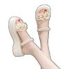 2025 new fairy style pearl slippers female summer wear sweet thick-soled flowers with skirts sandals two wear sandals